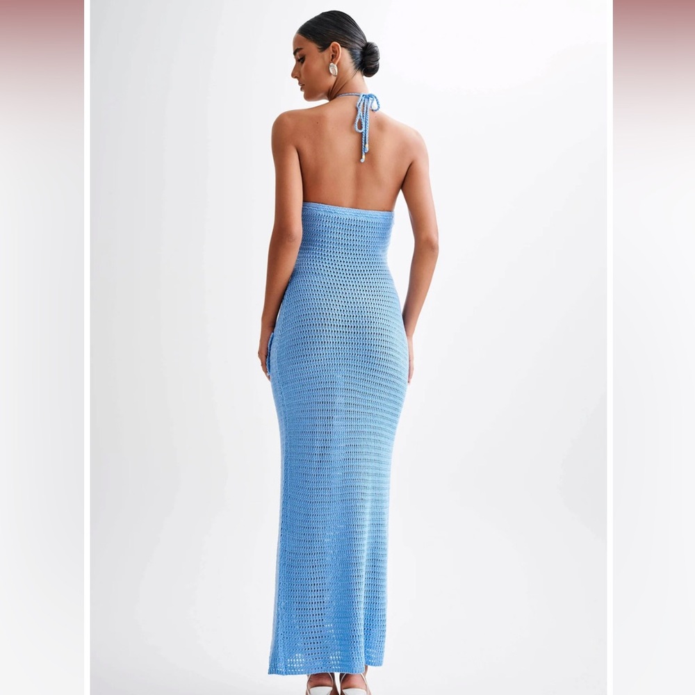NWT Meshki Blue Crochet Maxi Dress, XS - Picture 2 of 7